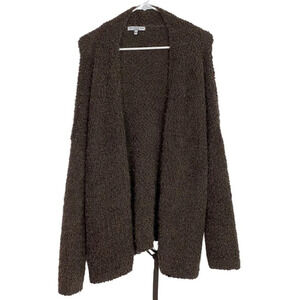 Current Air Tie Waist Fuzzy Super Soft Cardigan Taupe Brown Size Large EUC